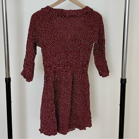 Abercrombie Burgundy Polka Dot Tie Front Dress Size SP - Picture 4 of 6